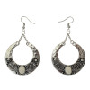 E-4107 4Color Antique Silver Plated Big Circle Round Gemstones Dangle Drop Earrings For Women