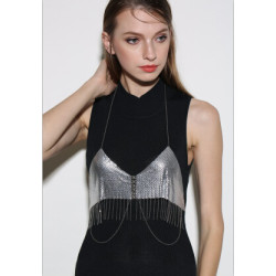 N-6813 Women Sexy Rhinestone Bikini Bra Necklace Statement Hollow Body Chain Beach Jewelry Accessories