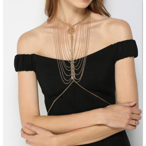 N-6814 2 Colors Gold&Silver Plated Necklace Statement Hollow Body Chain Beach Jewelry Accessories