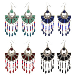 E-4106 4 Colors Boho Vintage Gypsy Pendant Dangle Bead Earrings for Women Jewelry