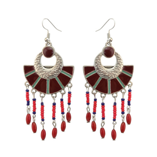 E-4106 4 Colors Boho Vintage Gypsy Pendant Dangle Bead Earrings for Women Jewelry