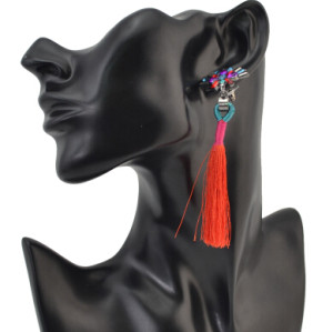E-4111 Bohemia Black Gun Plated Crystal Drop Earrings For Women Fashion Thread Long Tassel Earring Party Jewelry