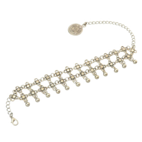 B-0848 New Fashion Silver Plated Alloy Dangle Drop Pendant Flower Chain For Women Bracelet Anklet Jewelry