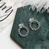 E-4109 New arrival Crystal Hollow Round Shape Dangle Stud Earrings for Women Jewelry