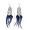 E-4112 5 Colors Boho Silver Plated Resin Beads Drop Earring Women Long Feather Dangle Earrings Party Jewelry