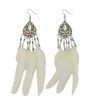 E-4112 5 Colors Boho Silver Plated Resin Beads Drop Earring Women Long Feather Dangle Earrings Party Jewelry
