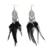 E-4112 5 Colors Boho Silver Plated Resin Beads Drop Earring Women Long Feather Dangle Earrings Party Jewelry