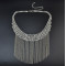 N-6817 New Fashion Women Silver Plated Clear Crystal Statement Necklace Long Tassel Beads Necklaces Boho Jewelry