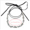 N-6818 New Bohemian Silver Alloy Diamante Necklace Leather Chain Choker Necklaces Women Jewelry