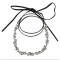 N-6818 New Bohemian Silver Alloy Diamante Necklace Leather Chain Choker Necklaces Women Jewelry