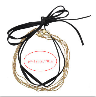 N-6827 2 Style Bohemian Gold Statement Necklace Carved Double Chain Choker Leather Necklaces Women Jewelry