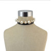 N-6828 New fashion Multilayer alloy Pearl long black leather Necklace Collar Clavicle Chain