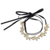 N-6828 New fashion Multilayer alloy Pearl long black leather Necklace Collar Clavicle Chain