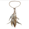 F-0408 New Fashion Handmade Ethnic Tribal Gypsy Rope Wood Beads Feather Hairband Hair Clip Women Jewelry
