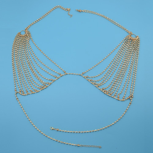N-6840 Fashion Bohemian Gold plated Crysatl Body Chain Sexy Bra for Women Jewelry