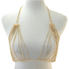 N-6840 Fashion Bohemian Gold plated Crysatl Body Chain Sexy Bra for Women Jewelry
