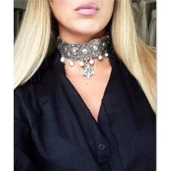N-6842 Vintage Silver Gold Plated Choker Necklace Inlay Crystal Rhinestone Women Statement Necklace Fashion Jewelry