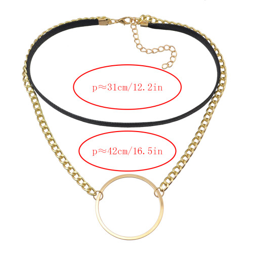 N-6844 Fashion Gold Silver plated Bohemian Leather  Choker Collar Chain Necklace for Women Jewelry