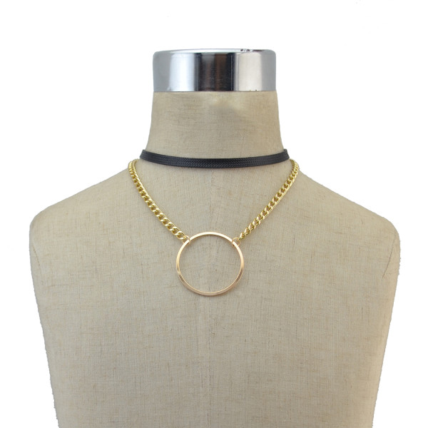 N-6844 Fashion Gold Silver plated Bohemian Leather  Choker Collar Chain Necklace for Women Jewelry