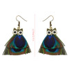 E-4115 New Fashion Owl Feather Drop Earrings Bronze Plated Tassel Party Earring Women Jeelry Gift
