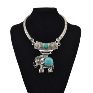 N-6849 New Arrival Silver Plated Elephant Pendant Choker Necklace  For Women