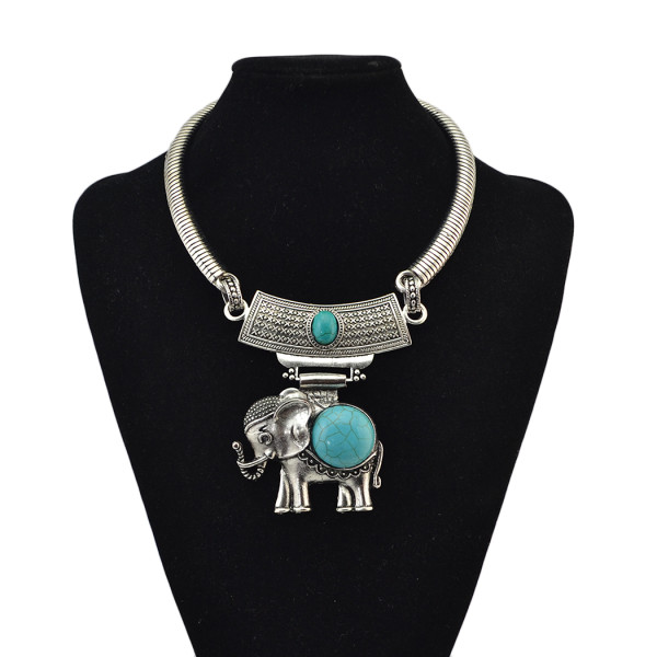 N-6849 New Arrival Silver Plated Elephant Pendant Choker Necklace  For Women
