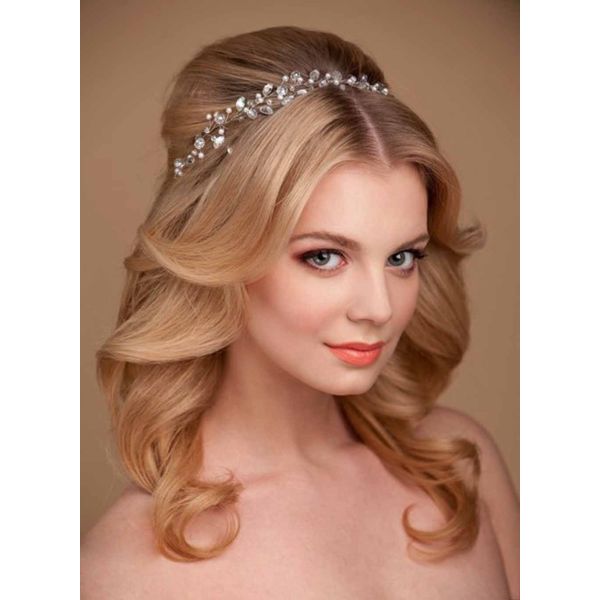 F-0412 Fashion Design Silver Allloy Shiny Crystal Teardrops Shape Hairclip Hair Clips For Women Hair Accessory Jewelry