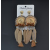 E-4122 3 color Bohemian Feather Crystal Beads Big Hooks Drop Earring With Tassel Punk Style