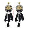 E-4122 3 color Bohemian Feather Crystal Beads Big Hooks Drop Earring With Tassel Punk Style