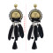 E-4122 3 color Bohemian Feather Crystal Beads Big Hooks Drop Earring With Tassel Punk Style