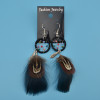 E-4121 Vintage Antique Silve Plated  Fashion Long Tassel Feather  Drop Dangle Hook  Charm Colorful Bead Earrings For Women Jewelry