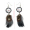 E-4121 Vintage Antique Silve Plated  Fashion Long Tassel Feather  Drop Dangle Hook  Charm Colorful Bead Earrings For Women Jewelry