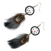 E-4121 Vintage Antique Silve Plated  Fashion Long Tassel Feather  Drop Dangle Hook  Charm Colorful Bead Earrings For Women Jewelry