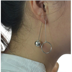 E-4137 2 color Fashion Trendy Gold Silver Plated Circle Beads Hook Earring for Women Party Gifts