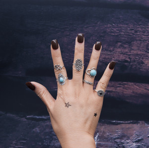R-1456 4 styles Bohemian Silver Gold Plated Midi Finger Ring Sets Vintage Ethnic Women Knuckle Rings