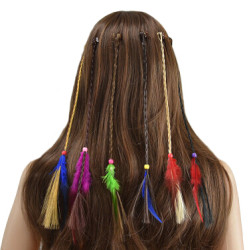 F-0417 6 Pcs/set Handmade Ethnic Tribal Rope Woven Colorful Feather Hairband Hair Clip Women Hair Accessories Jewelry