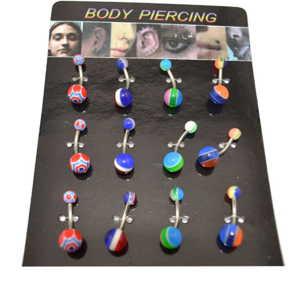 I-0045 12pcs/Set Dozen Belly Button Navel Rings Ear Bar Steel Piercing