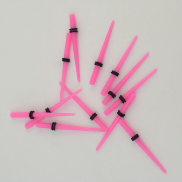 I-0022 2Size 3/4MM Wholesale 12Pcs Pink Taper Expander Ear Plug Multi Gauge Body Piercing