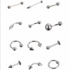 I-0043  12pcs Belly Tongue Barbell Rings Nose Ring Eyebrow Rings Labret Lip Ring Set Stainless Steel Body Piercing Jewelry