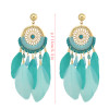E-4142 New Arrival Bohemian Feather Drop Earrings For Women Long Tassel Earring Fashion Jewelry
