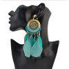 E-4142 New Arrival Bohemian Feather Drop Earrings For Women Long Tassel Earring Fashion Jewelry