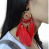 E-4142 New Arrival Bohemian Feather Drop Earrings For Women Long Tassel Earring Fashion Jewelry