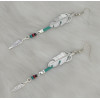 E-4141 New Fashion Silver Color Leather Feather Dangle Drop Earrings Party Jewelry