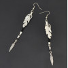 E-4141 New Fashion Silver Color Leather Feather Dangle Drop Earrings Party Jewelry
