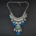 N-6859 3 Colors New Arrive Bohemian Silver Chain Carved Leaves Tassel Tassel Diamante Pendant Necklace for Women Jewellery