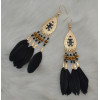 E-4144 4 Colors Feather Drop Earrings for Women Bohemian Gold Color Alloy Long Earring Ethnic Jewelry