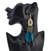 E-4144 4 Colors Feather Drop Earrings for Women Bohemian Gold Color Alloy Long Earring Ethnic Jewelry