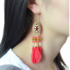 E-4144 4 Colors Feather Drop Earrings for Women Bohemian Gold Color Alloy Long Earring Ethnic Jewelry