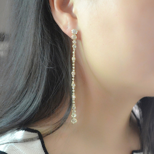 E-4140 EFashion Korea Style Luxury Chain Charm Crystal Rhinestone Dangle Earring for Women Jewelry