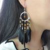 E-4151 4 Style Fashion Silver Alloy Beads Chain Feather Drop Dangle Pendant Charm Earring